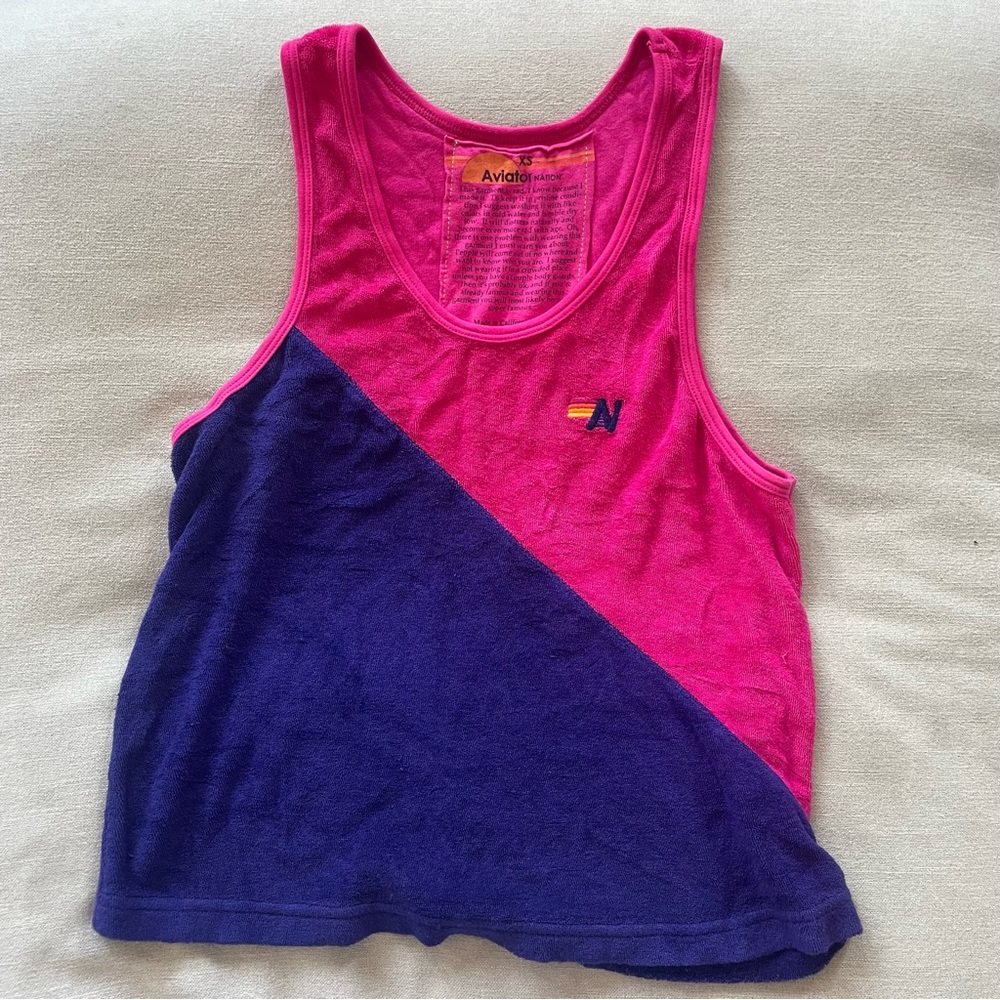 Aviator Nation | Glider Racer Terry Cloth Tank Top XS